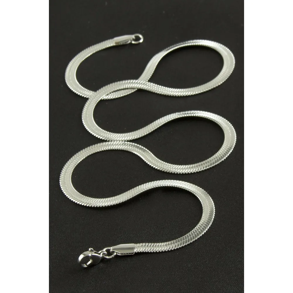 İtalyan Zincir Çelik Kolye 45 cm-Gümüş Rengi