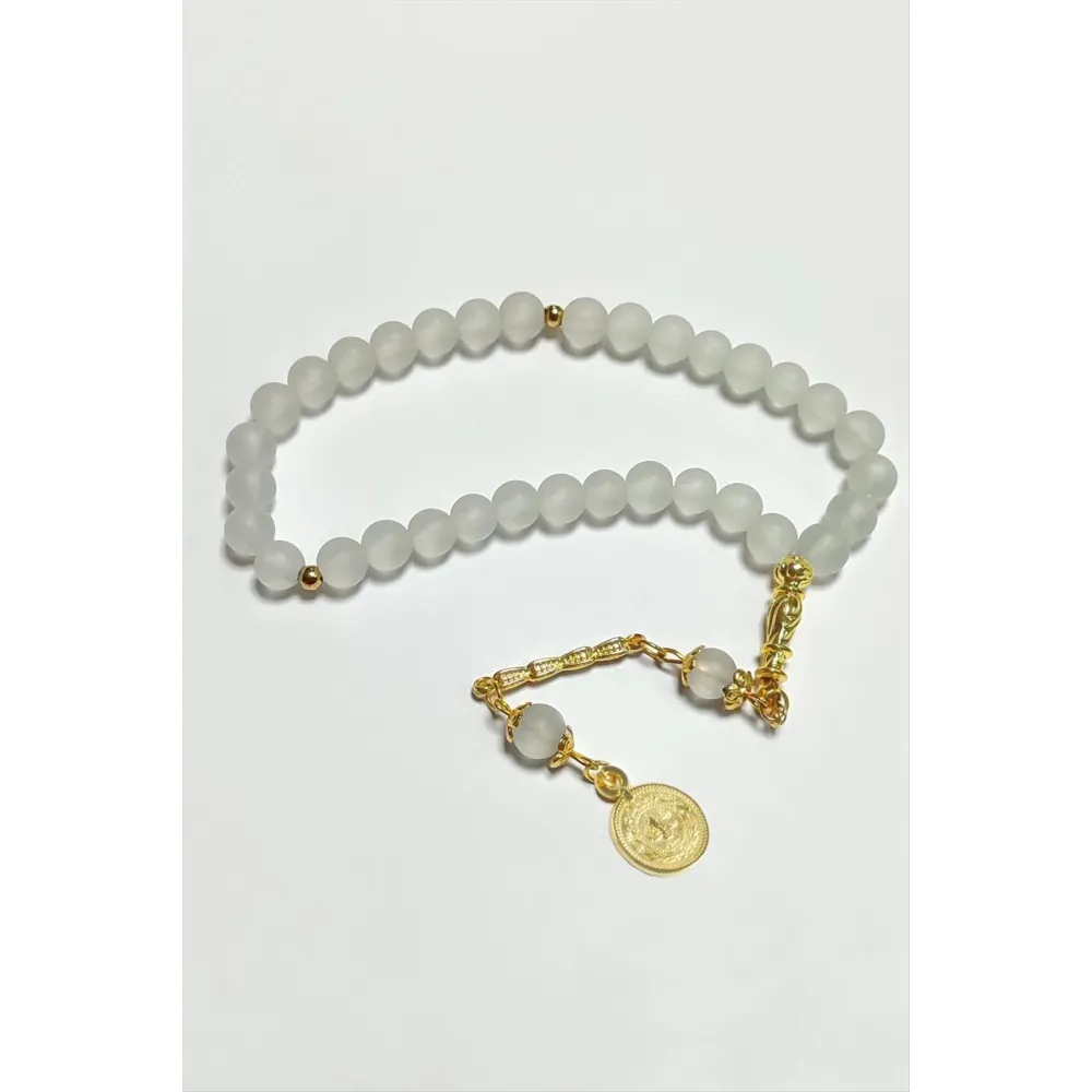 Mat Cam Taş Tesbih 8 Mm-Sarı