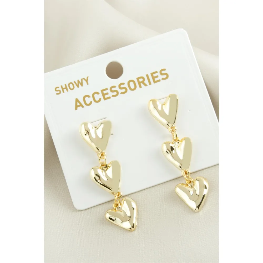 Kalp Trend Metal Küpe-Sarı