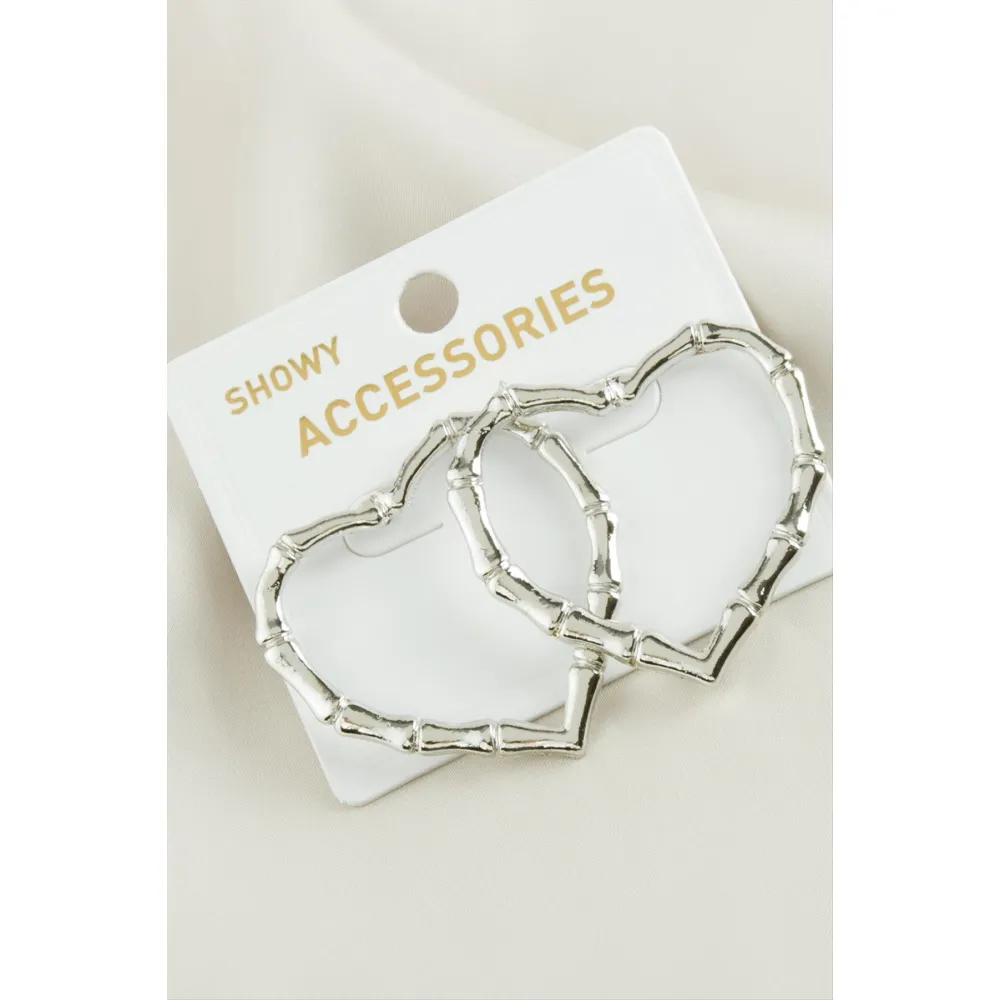 Kalp Trend Metal Küpe-Gümüş Rengi