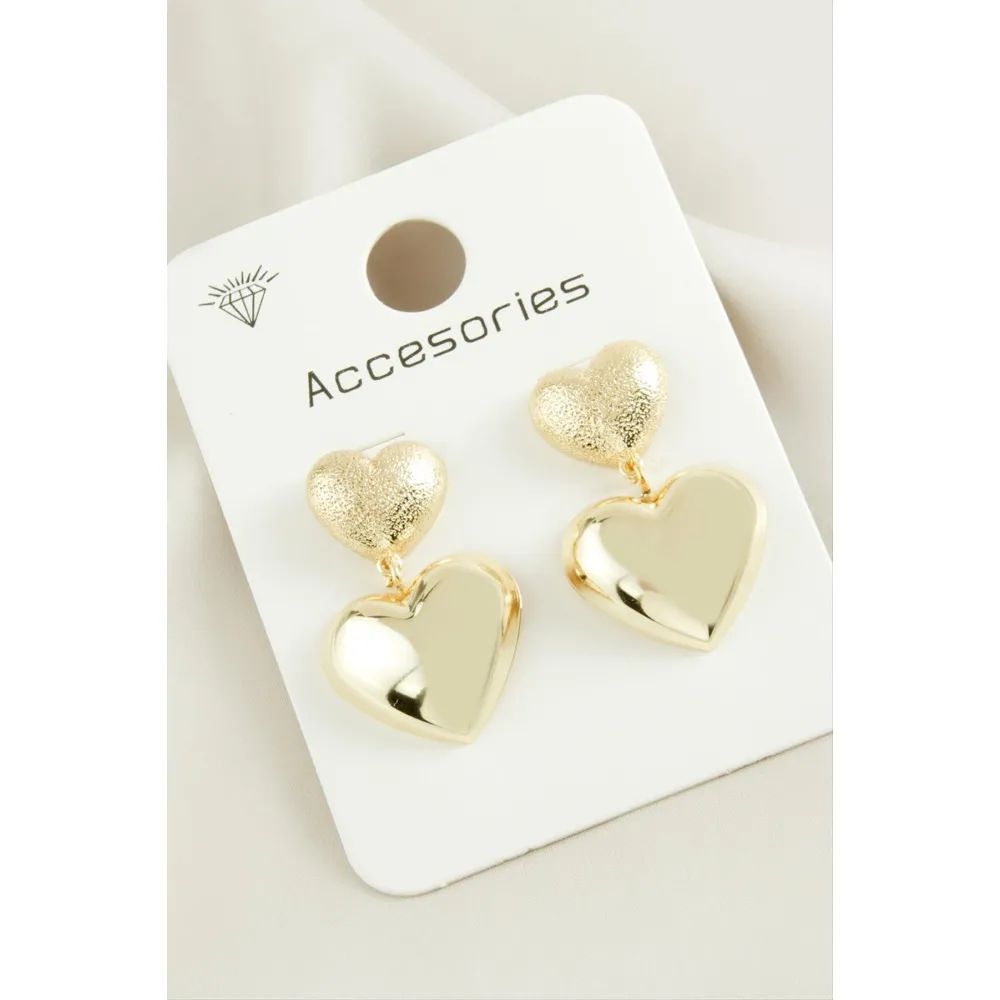 Kalp Trend Metal Küpe-Sarı