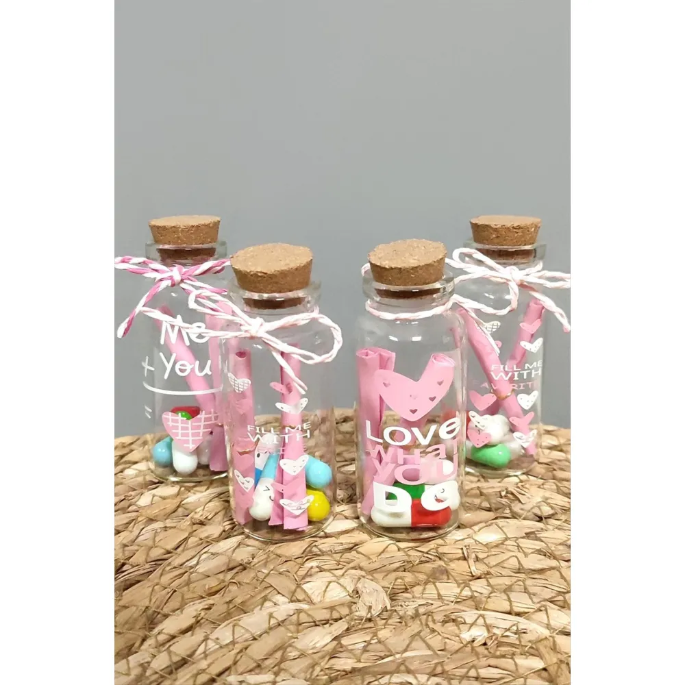 Fiyong Bağlamalı Dilek Şişesi-Pembe