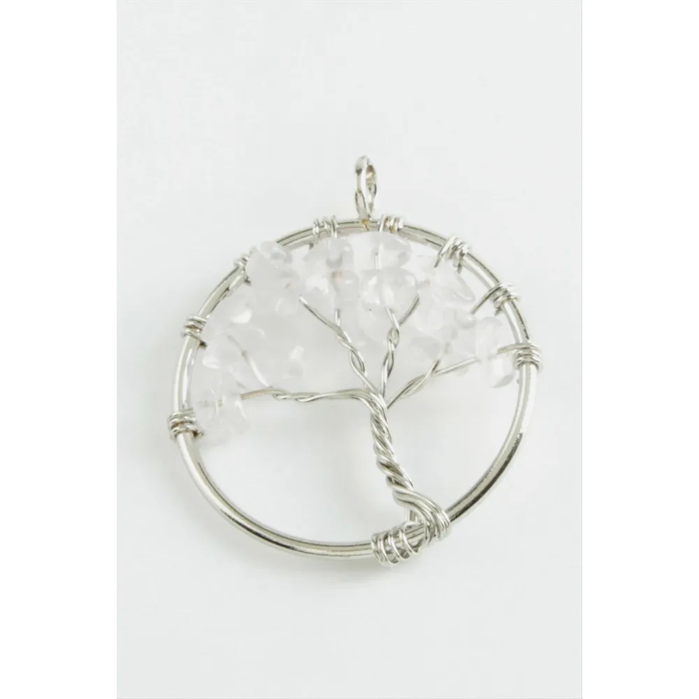 Kuvars Doğaltaş Kolye Ucu-Şeffaf