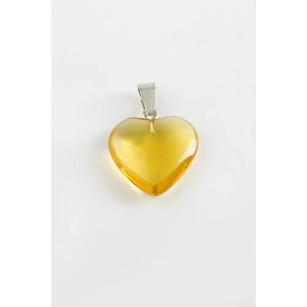 Kuvars Kalpli Doğaltaş Kolye Ucu-Sarı