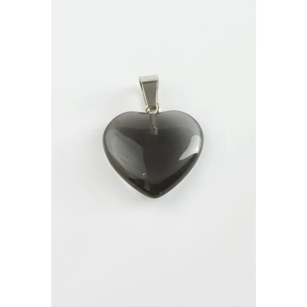 Kuvars Kalpli Doğaltaş Kolye Ucu-Siyah