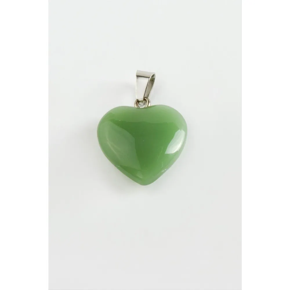 Yeşim Kalpli Doğaltaş Kolye Ucu-Yeşil