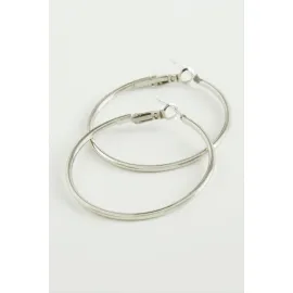 Metal Halka Küpe 4 cm-Gümüş Rengi