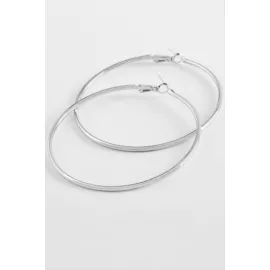 Metal Halka Küpe 6 cm-Gümüş Rengi