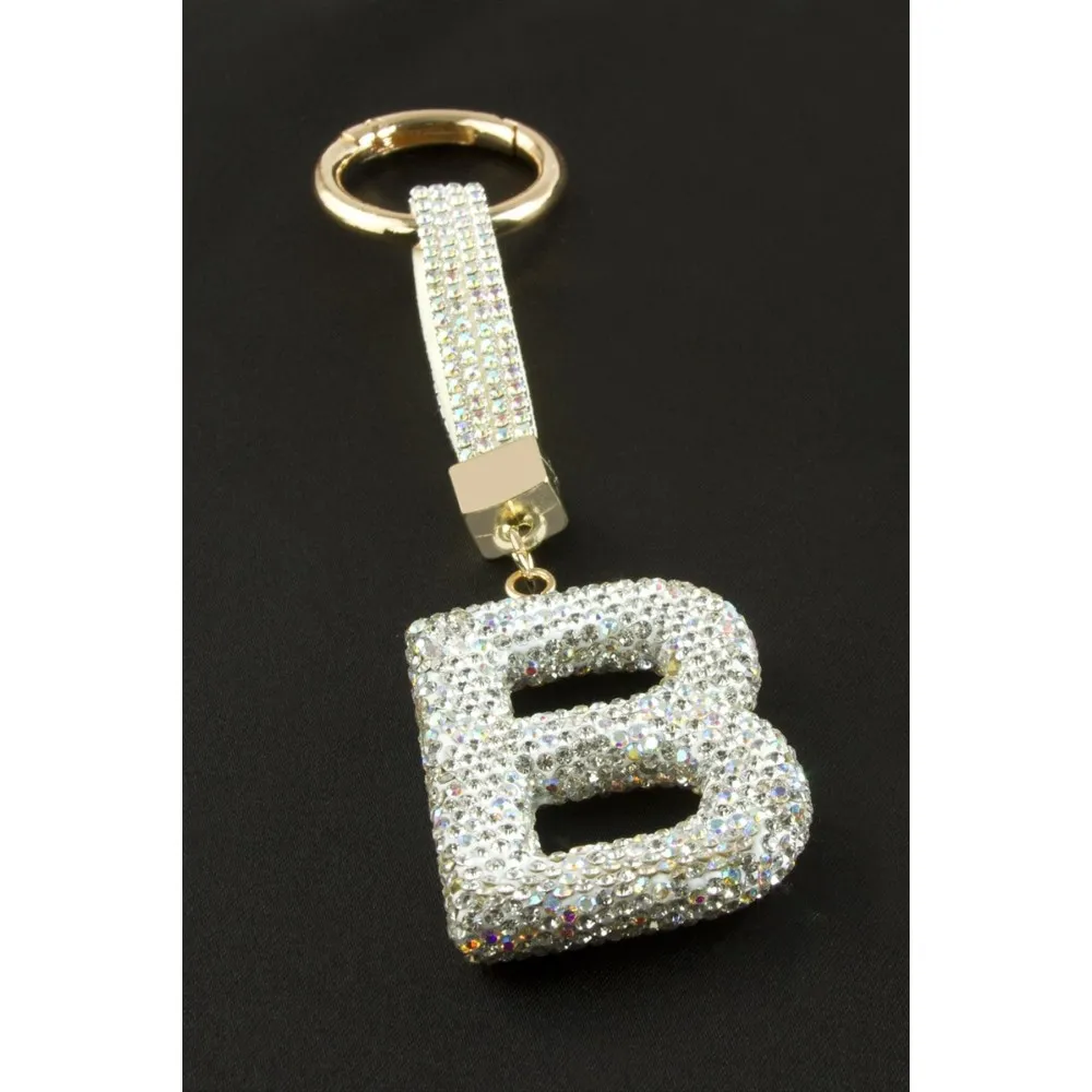 Harfli Savaroski Taşlı Anahtarlık-B