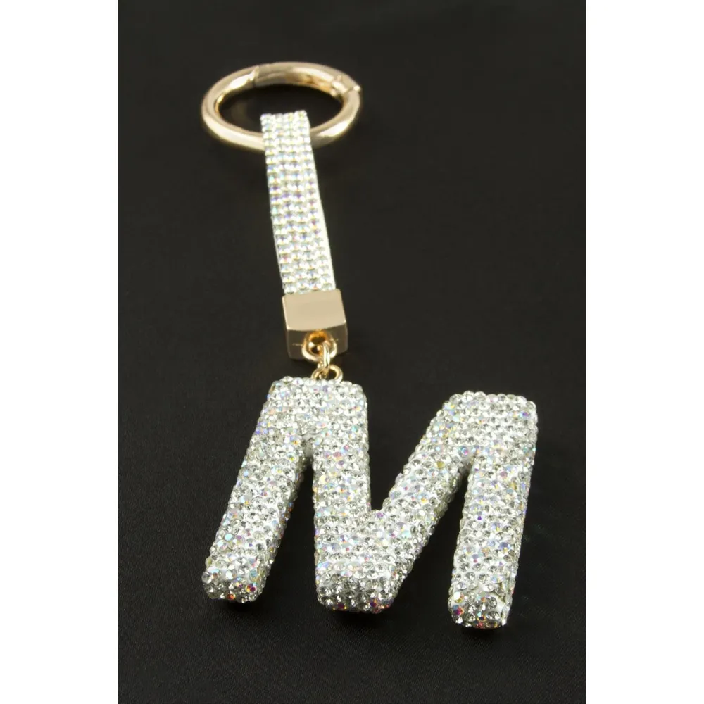 Harfli Savaroski Taşlı Anahtarlık-M