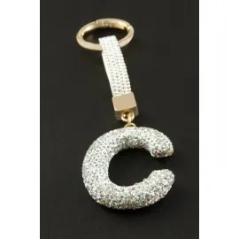 Harfli Savaroski Taşlı Anahtarlık-C