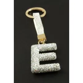 Harfli Savaroski Taşlı Anahtarlık-E