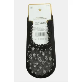 Kalp Dantel Babet Çorap-Siyah