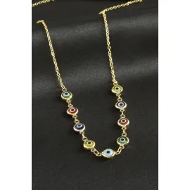 Nazarlı Mineli Kolye-Renkli