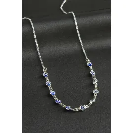 Nazarlı Mineli Kolye-Mavi