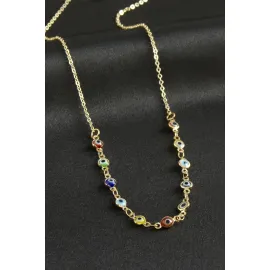 Nazarlı Mineli Kolye-Renkli