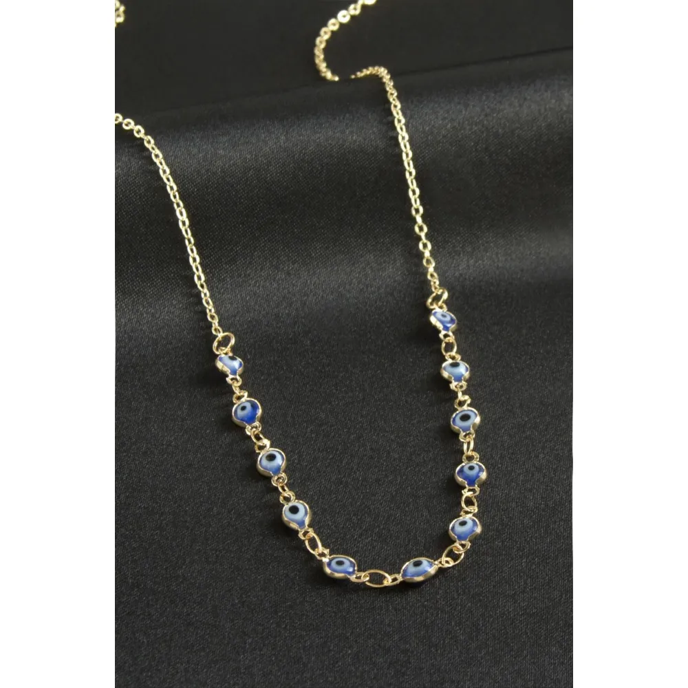 Nazarlı Mineli Kolye-Mavi