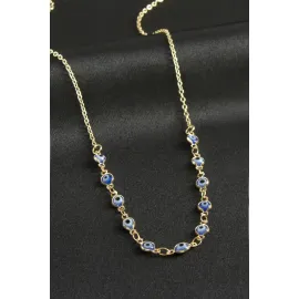 Nazarlı Mineli Kolye-Mavi