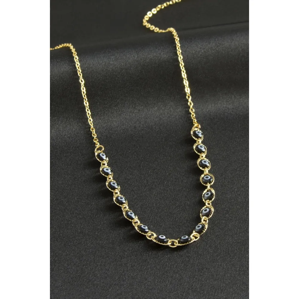 Nazarlı Mineli Kolye-Siyah