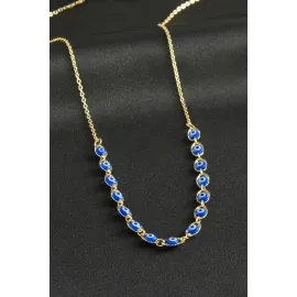 Nazarlı Mineli Kolye-Mavi