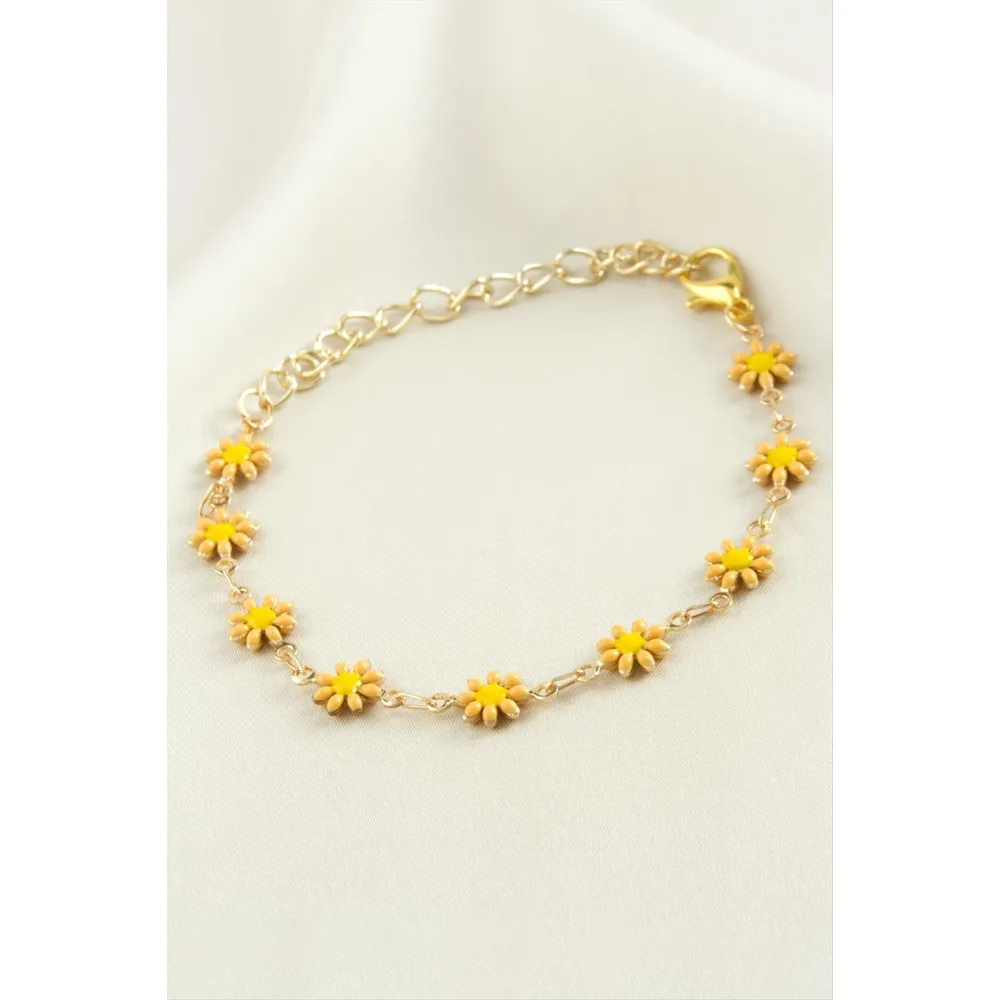 Papatya Mineli Bileklik-Sarı