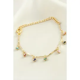 Nazar Boncuk Mineli Bileklik-Renkli