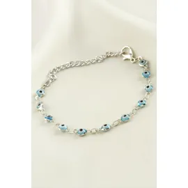 Nazar Boncuk Mineli Bileklik-Açık Mavi