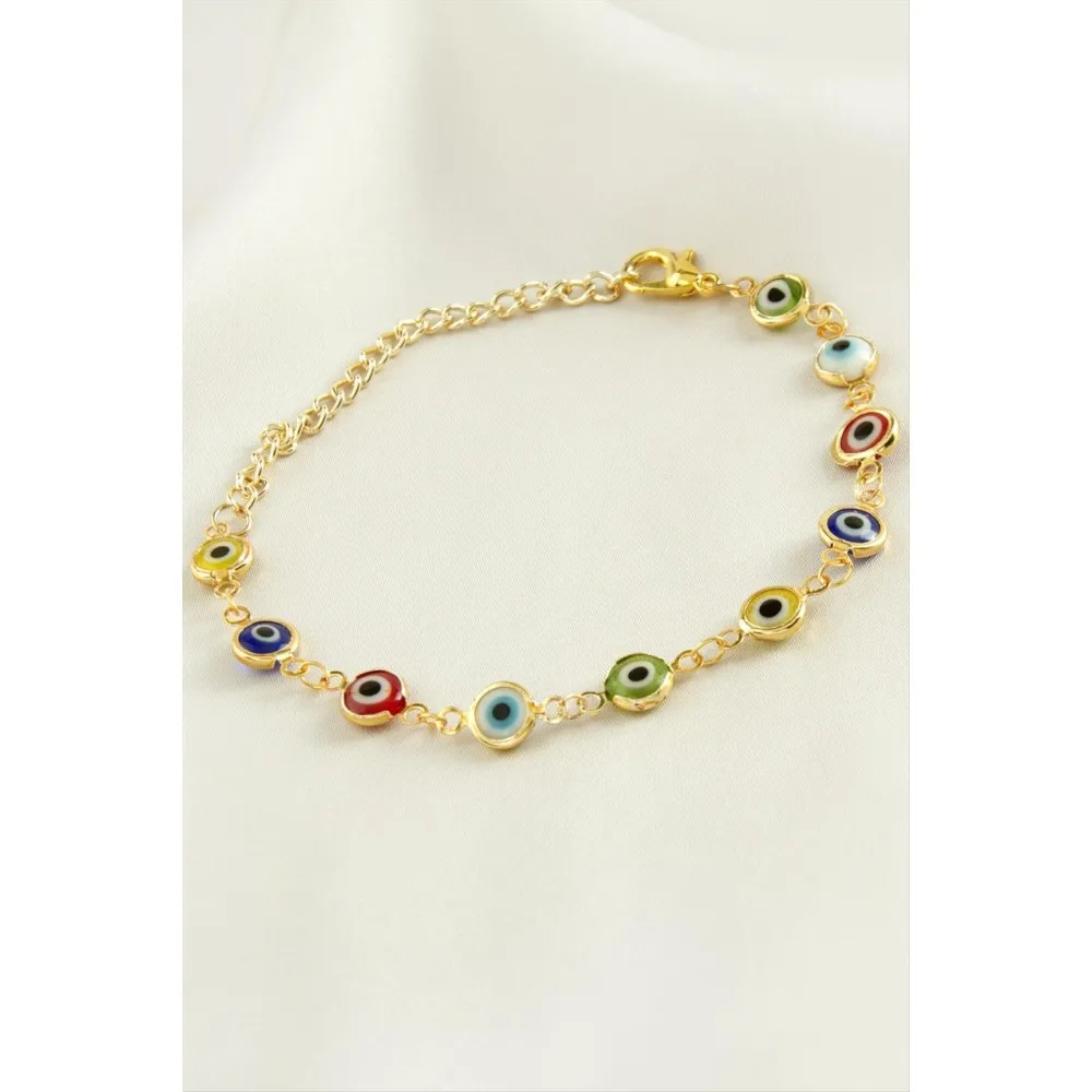 Nazar Boncuk Mineli Bileklik-Renkli