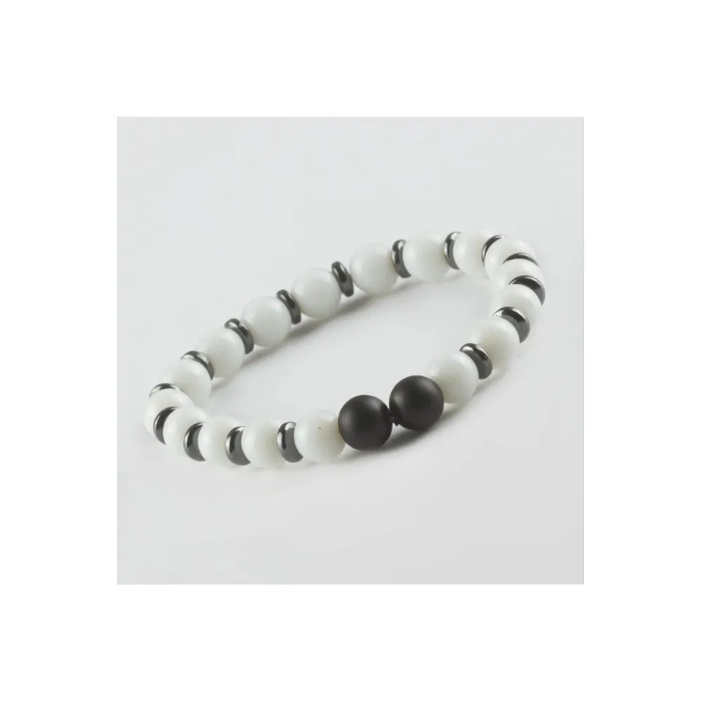 Sedef-Mat Onix Doğaltaş Bileklik-Beyaz