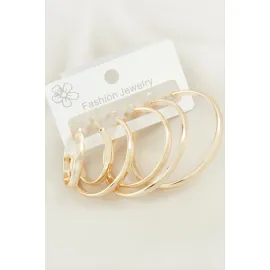 6 Adet Metal Halka Küpe-Sarı