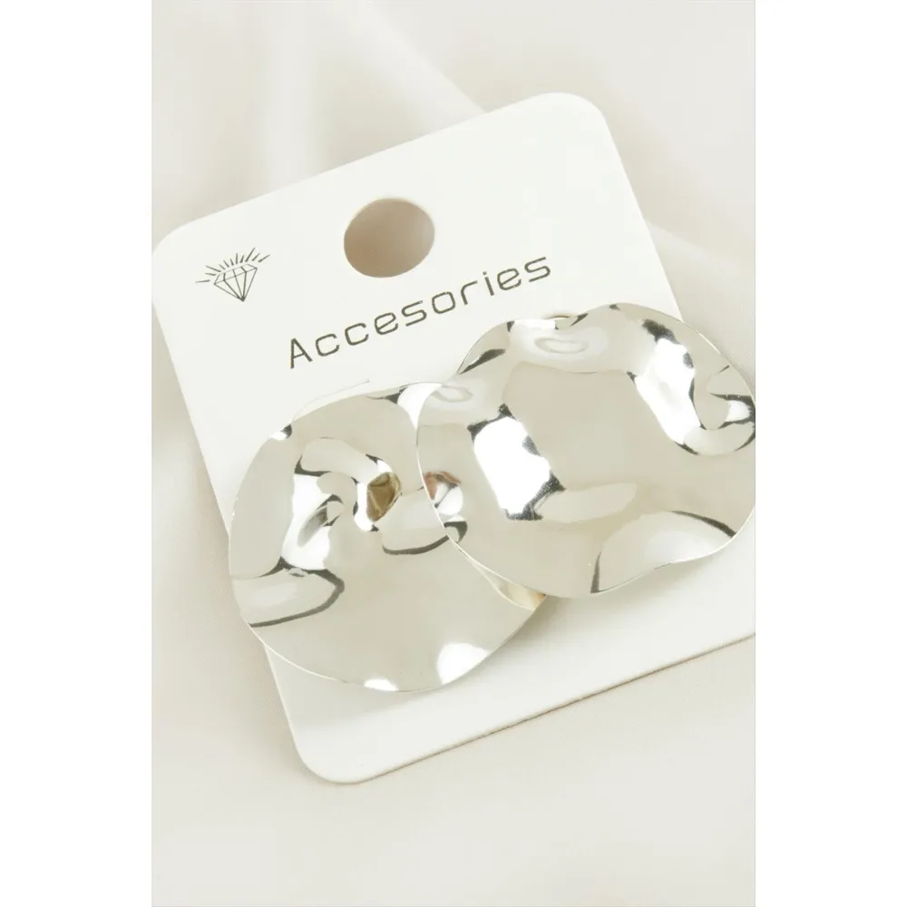 Yuvarlak  Trend Metal Küpe-Gümüş Rengi