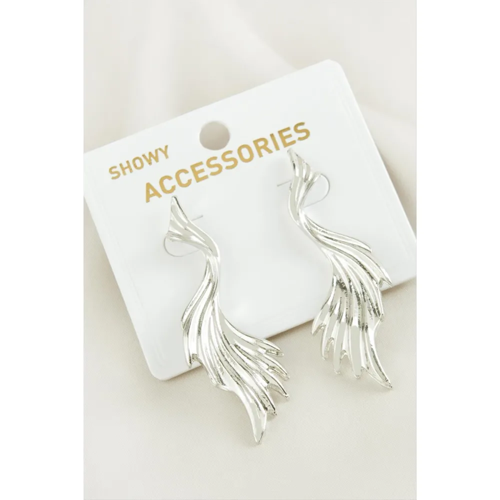 Kanat Yeni Sezon Metal Küpe-Gümüş Rengi