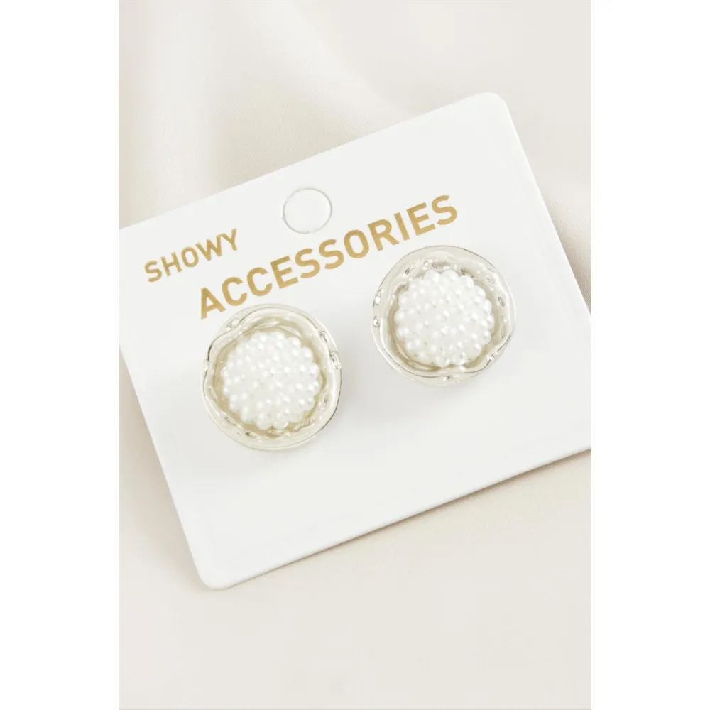 Çiçek Trend İnci Küpe-Gümüş Rengi