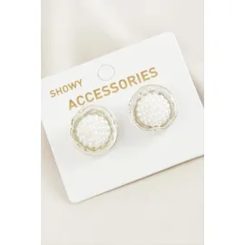 Çiçek Trend İnci Küpe-Gümüş Rengi