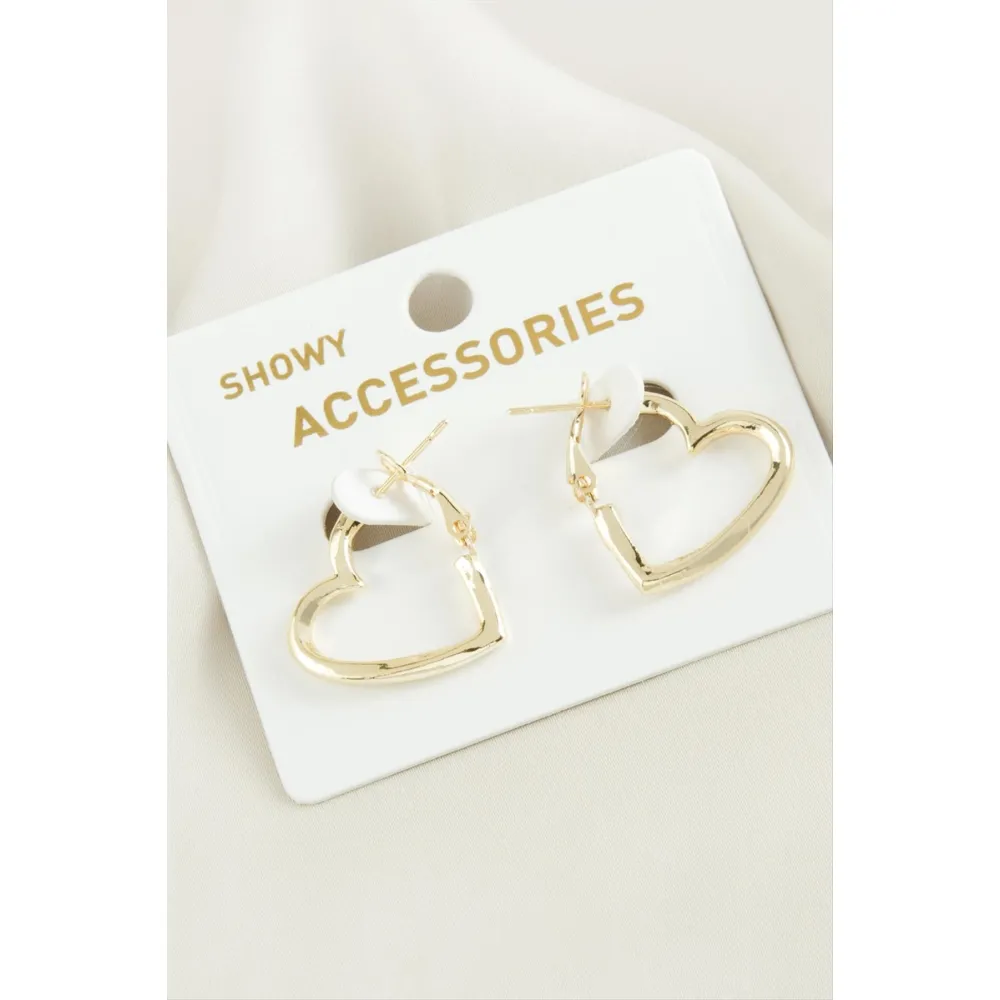 Kalp Trend Metal Küpe 2 cm-Sarı