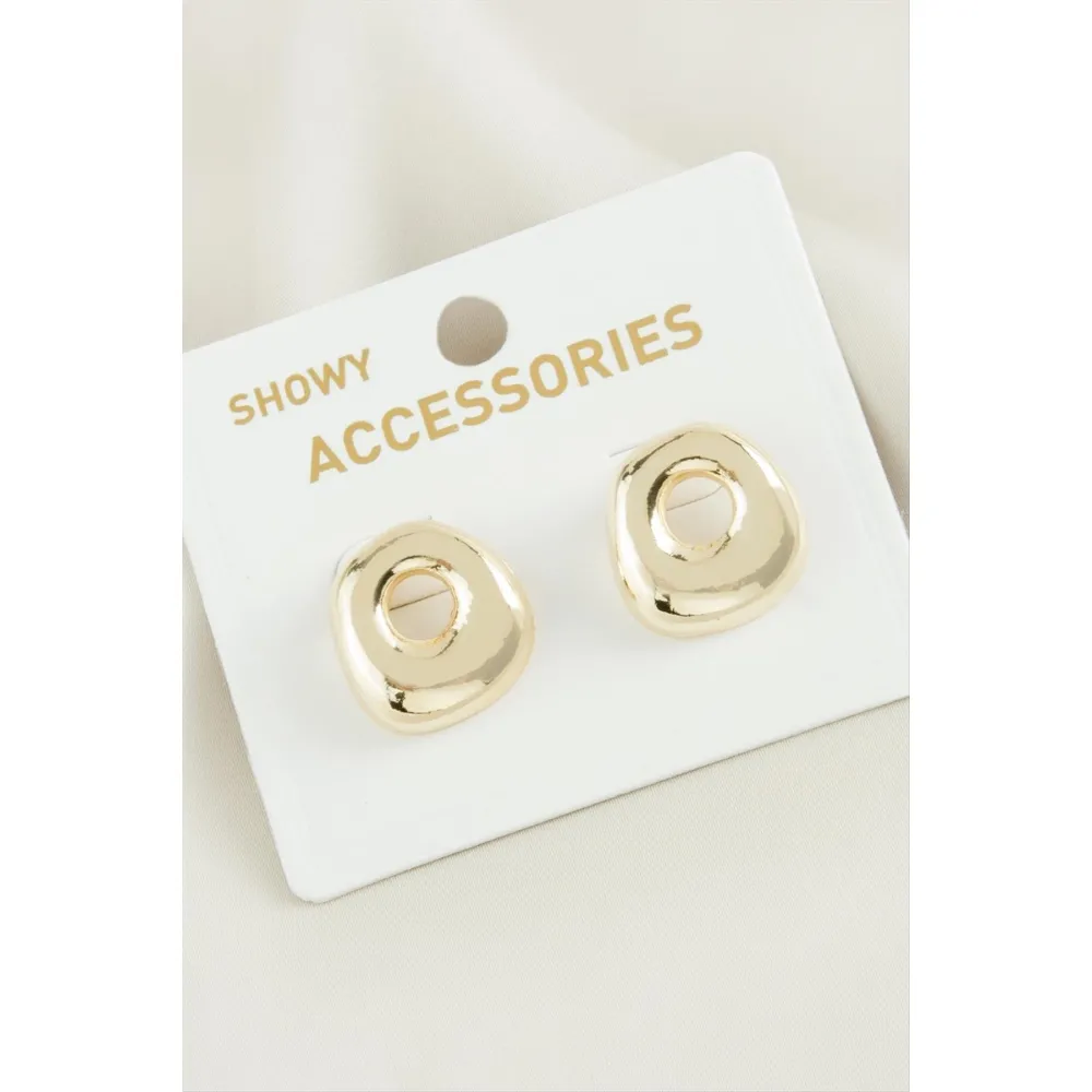 Oval Trend Metal Küpe-Sarı