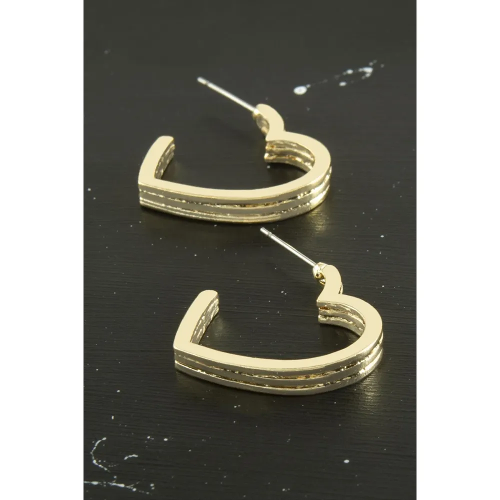 Kalp Trend Metal Küpe-Sarı