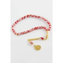 Mısır Kesim Cam Taş Tesbih 7 Mm-Beyaz