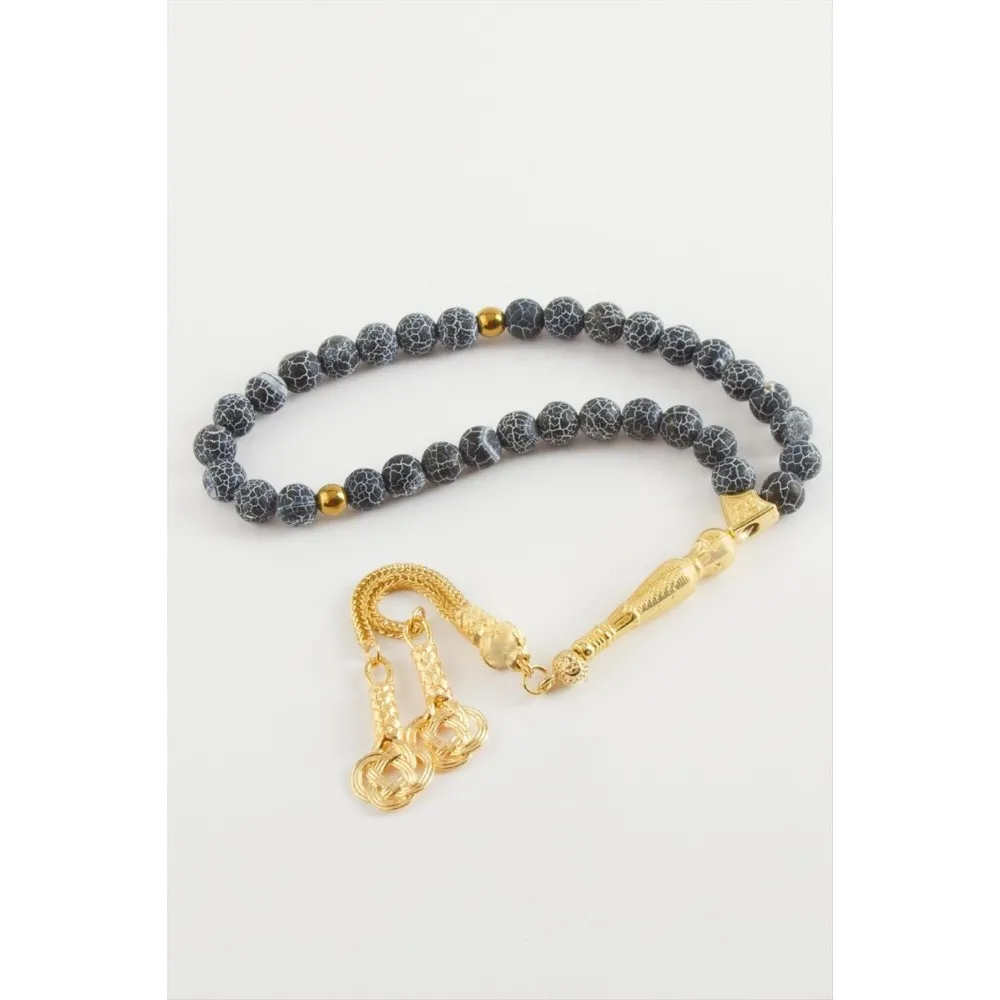 Akik Doğaltaş Tesbih 8 Mm-Gri