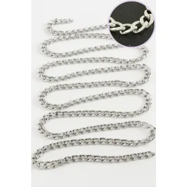 5 mm Düz Gümüş Renkli Çelik Zincir 1 Metre-Gümüş Rengi