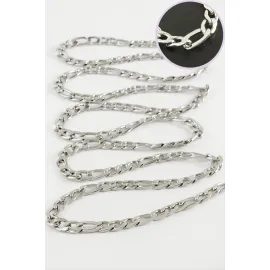 6 mm Düz Gümüş Renkli Çelik Zincir 1 Metre-Gümüş Rengi