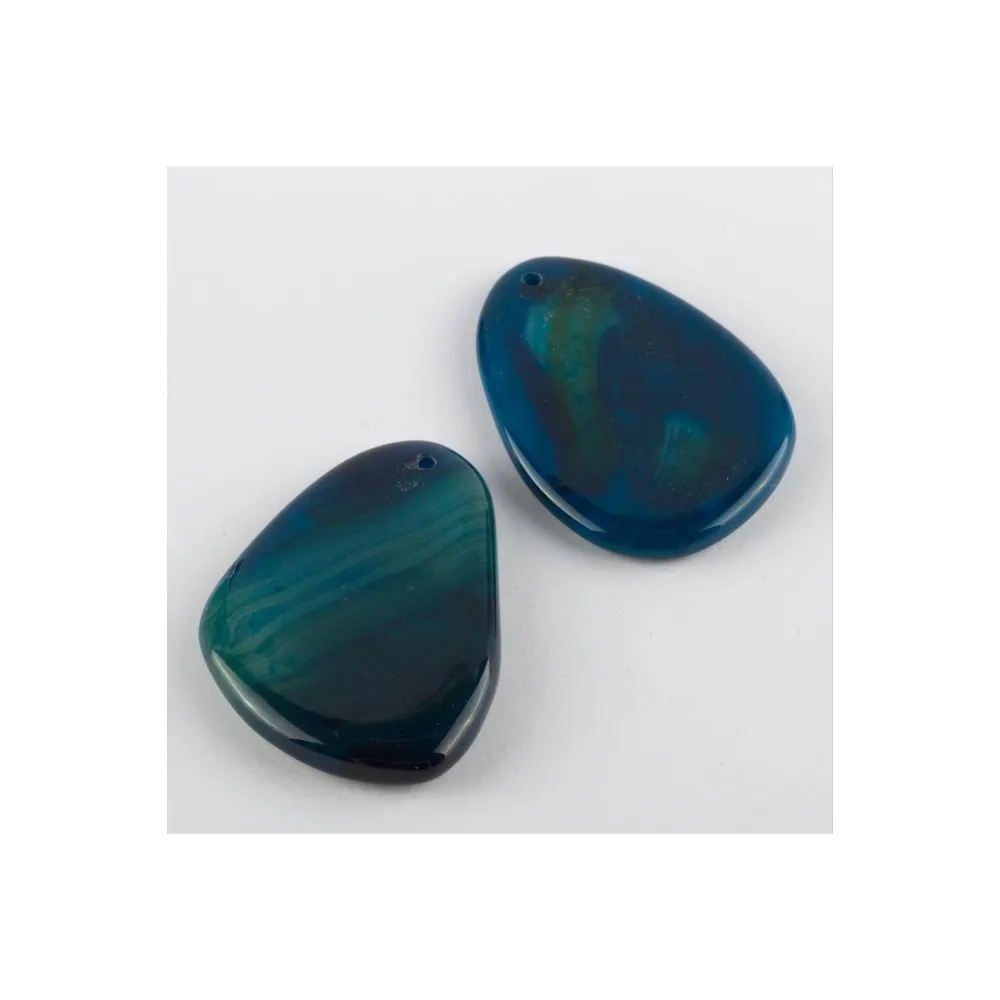 Özel Kesim Doğaltaş Plaka Akik Kolye Ucu-Mavi