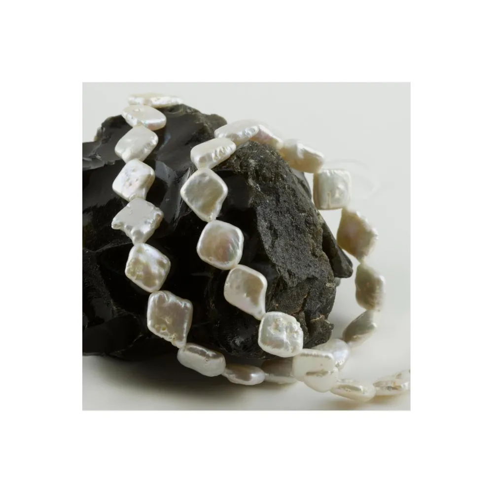 1,2 cm Kare İnci-Beyaz