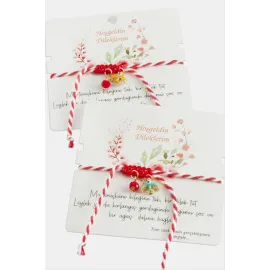 Kırlangıç Kristal Marteniçka Makrome İp Bileklik-Kırmızı