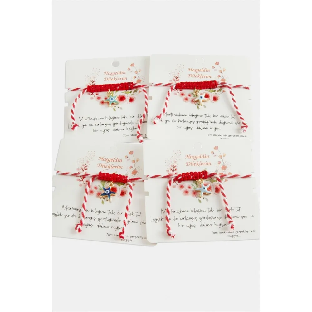 Drniz Yıldızı Marteniçka Makrome İp Bileklik-Kırmızı