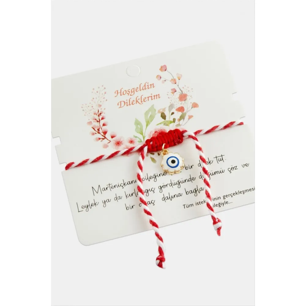 Çiçek Nazar Marteniçka Makrome İp Bileklik-Kırmızı