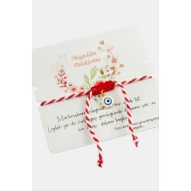 Çiçek Nazar Marteniçka Makrome İp Bileklik-Kırmızı