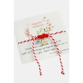 Papatya Marteniçka Makrome İp Bileklik-Kırmızı