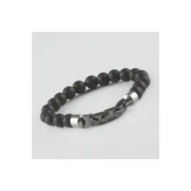 Hematit - Mat Onix Doğaltaş Bileklik-Antrasit