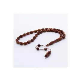 Oymalı İri Arpa Kesim Kuka Tesbih 8mm-Kahverengi